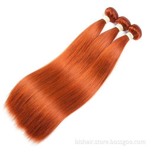Wholesale orange hair tress extension 100% real hair straight hair suitable for women 8-28 inch Remy1/3/4 strands